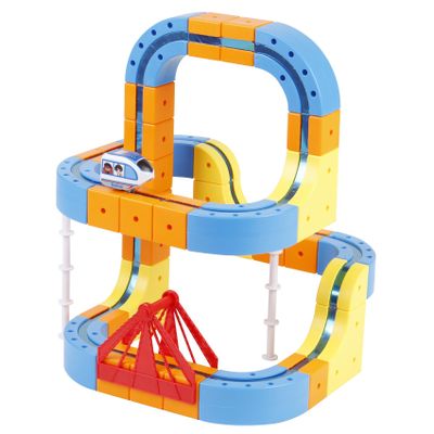 83 PCS Magnetic Track Train Set,Electric Motorized Train Toy Set with Flexible 3D Trains or Magic Railcar Tracks,Unique DIY Race Car Track Architecture STEM Toys for Kids Ages 3+