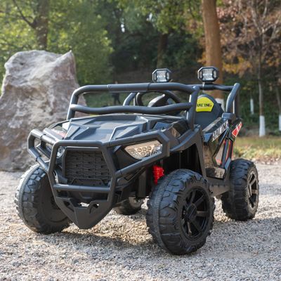 24V 2 Seater Ride On UTV for Kids, Large Off-Road Electric Buggy Car with Remote Control, 4-Wheel Suspension, Bluetooth Music, LED Searchlights, 3 Speeds, Safety Belt for Boys Girls, Black