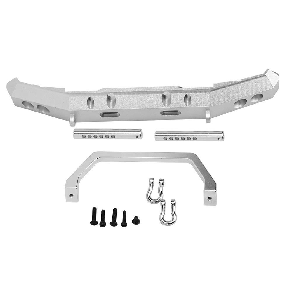 Aluminium Alloy RC Front Bumper Guard, Upgrade Parts for RGT 1/10 Truck Overland Rock Cruiser EX86100, Durable Lightweight Bumper with Novel Design, for RC Car Accessor (Silver B-R86025S)