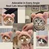 Adorable Animal Pet Hats Soft Plush Cat Pet Costumes Headwear for Cats Small Dogs Perfect for Halloween Photoshoots Holidays Daily Fun Bear Pet Panda White Goose Pet (Pink Bear Hat,Medium) view 2