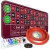 iEsstros 11 Inch Roulette Wheel Set for Adults with Rubber Roulette Table Mat 35" x 16" Wood Roulette Wheel 11 Inch 100 Poker Chips Set Win Mark Dealer Button-Red view 1
