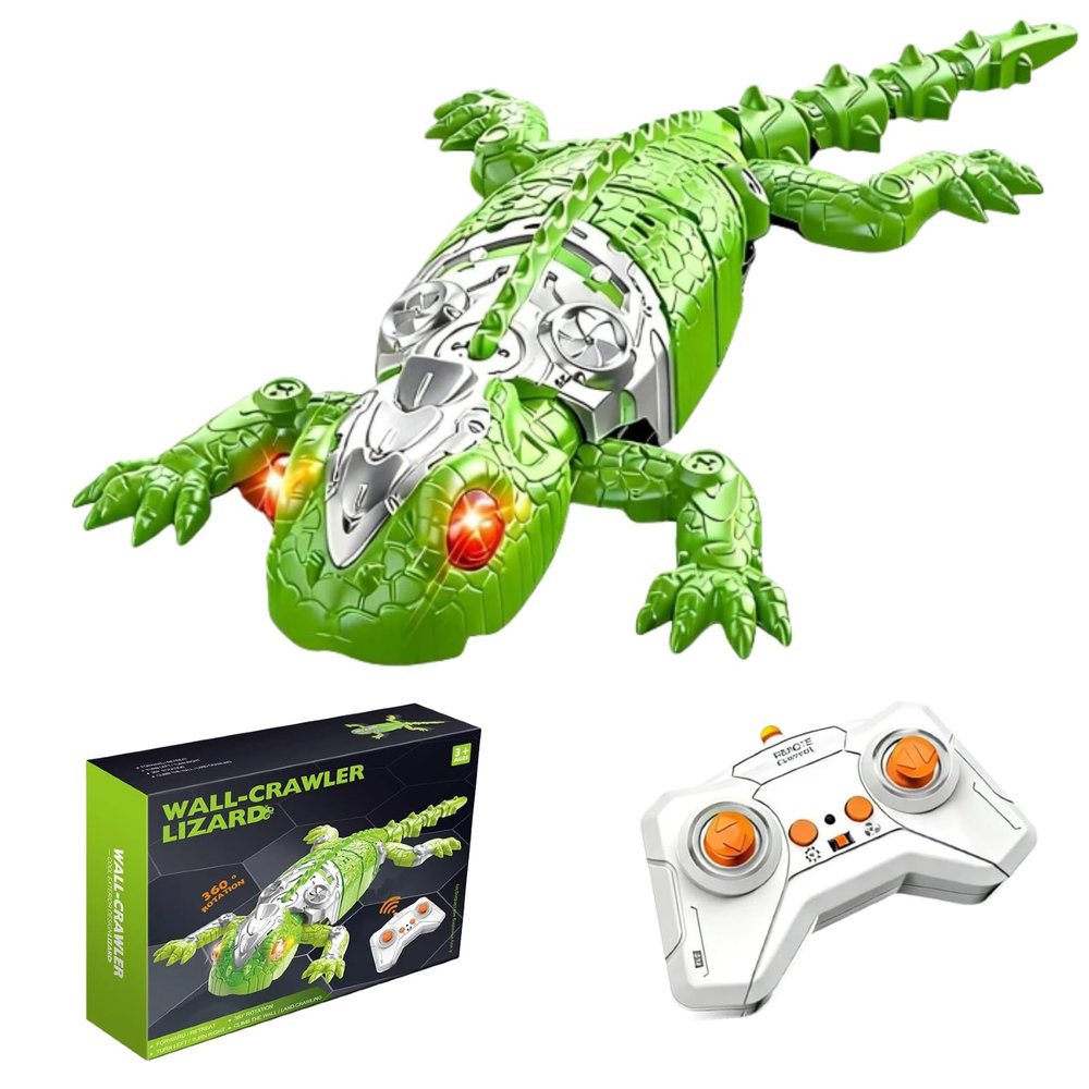 2026 Wall Climbing Lizard Toy, Green Remote Control RC Gecko with 360 Degree Rotation, 2 Modes for Wall and Floor Climbing, LED Eyes, for Kids 6+