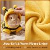 Cute Bee Rabbit Costume Hoodie Warm Winter Outfit for Rabbits, Chinchillas, Guinea Pigs Yellow Small Pet Apparel (Small,No D-Ring) view 2