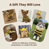 Cute Bee Rabbit Costume Hoodie Warm Winter Outfit for Rabbits, Chinchillas, Guinea Pigs Yellow Small Pet Apparel (Small,No D-Ring) view 3