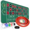 iEsstros 11 Inch Roulette Wheel Set for Adults with Rubber Roulette Table Mat 35" x 16" Wood Roulette Wheel 11 Inch 100 Poker Chips Set Win Mark Dealer Button-Green view 1