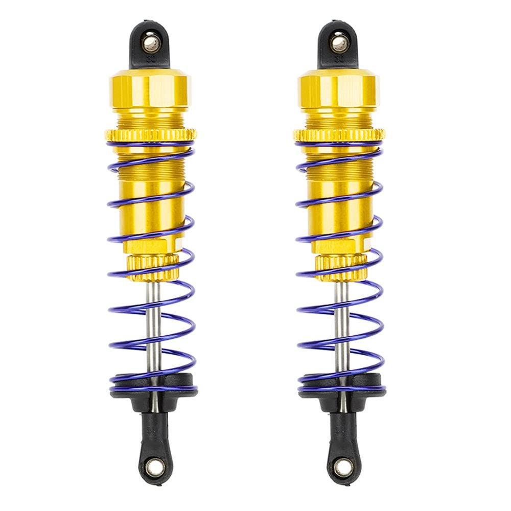 2PCS Aluminium Oil Pressure Spring Rear Shock Absorber, RC Car Upgrade Parts, Adjustable Damping System with High - Quality Springs, for ZD Racing 7358 1/10 RC Car, Red Blue Orange (Golden)