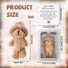 2 Set of Mini Bears, Cute Brown Little Bear in a Box with Encouraging Card and Iron Case Soft My Tiny Little Worry Positive Pocket Bear Small Perfect Desk Decor for Family Friends Thoughtful Gifts view 2