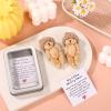 2 Set of Mini Bears, Cute Brown Little Bear in a Box with Encouraging Card and Iron Case Soft My Tiny Little Worry Positive Pocket Bear Small Perfect Desk Decor for Family Friends Thoughtful Gifts view 4