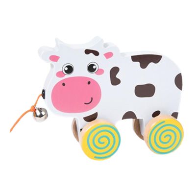 Mqiklt Animal Push and Pull Along Toys, Activity Toys Toys for Children, Kids, Birthday Gift, Cow