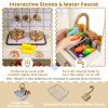 HONEY JOY Corner Play Kitchen, Wooden Pretend Toy Kitchen Set w/Water Circulation Faucet, Ice Maker, Cookware, Microwave, Oven with Lights and Sound, Little Chef Kids Kitchen Playset for Toddlers Gift view 3