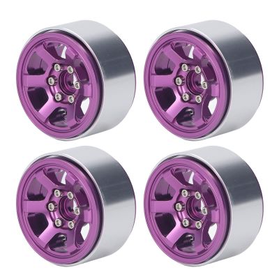 4PCS RC Beadlock Wheel Hubs Set, Aluminum Alloy CNC RC Wheel Rim Hubs for 1.9in Tire Tread, High Wear Resistance RC Wheel Hub Replacement for Axial SCX10, Redcat, Tam (Purple)