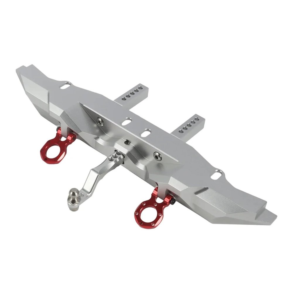 Aluminum 1:10 Scale Rear Bumper with Trailer Hitch Tow Hook 1/10 RC Rock Crawler for TRX4 for Defender Chassis confident(Silver)