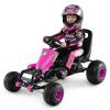 HONEY JOY Pedal Go Kart, 4 Wheeler Toddler Ride On Pedal Car Toy, Forward/Backward, Ergonomic Seat, Handbrake, Steering Wheel, Outdoor Off-Road Racing Go Cart for Kids Boys Girls Gift (Pink) view 1