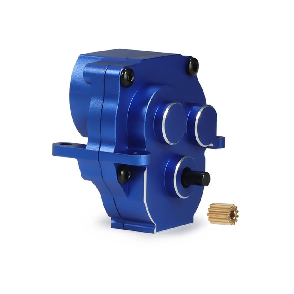 Aliuminum Alloy Gearbox Housing Transmission Set 11T Pinion Skid Plate 1/18 RC Crawler for TRX4M for Defender confident(Blue Gearbox)