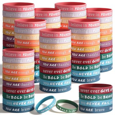 Xaajooio 200 Pcs Motivational Silicone Wristbands, Colorful Inspirational Quote Rubber Bracelets Bulk with Positive Affirmations, for Team Building Office Gifts Party Favors Mental
