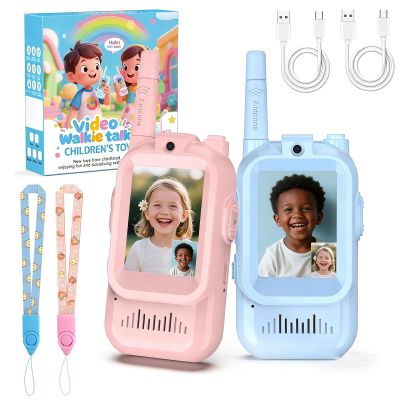 Video Walkie Talkies Toys for Kids Ages 3-12 Rechargeable USB Two-Way Radios with Camera, 2 Packs Handheld Intercom for Indoor Outdoor Family Games, Camping, Hiking & Birthday Gifts (Blue & Pink)