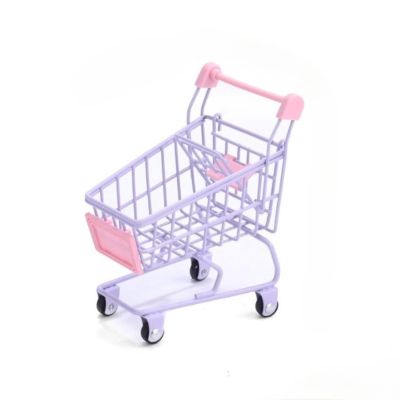 Mini Shopping cart Desktop Organizer Candy Purple Supermarket Shopping cart for Home Decoration Pen Holder and Candy Storage Cute Study Accessories (Purple)
