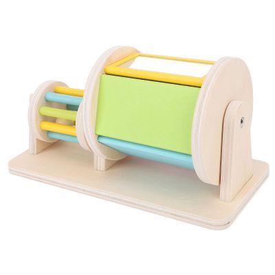 Brrnoo Wooden Rolling Drum Rattle Toy, Colorful Sensory Development Baby Toy with 5 Vibrant Colors for Infant Tummy Time Play and Fine Motor Skills