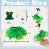 linastu 3 Pcs 7inch Desk Goose Outfits, Mini Desktop Goose Clothes with St. Patrick's Day Knitted Hat, Heart-Shaped Necklace and Tutu Dress for Magnetic Goose Statue (St. Patrick's Day) view 2