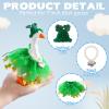 linastu 3 Pcs 7inch Desk Goose Outfits, Mini Desktop Goose Clothes with St. Patrick's Day Knitted Hat, Heart-Shaped Necklace and Tutu Dress for Magnetic Goose Statue (St. Patrick's Day) view 3