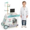 HONEY JOY Wooden Doctor Kit for Toddlers, Pretend Play Kids Hospital Doctor Playset w/Cart, CT Machine, Mobile Medical Station Dentist Vet Clinic, Interactive Accessories, Gift for Boys Girls (Blue) view 1