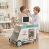HONEY JOY Wooden Doctor Kit for Toddlers, Pretend Play Kids Hospital Doctor Playset w/Cart, CT Machine, Mobile Medical Station Dentist Vet Clinic, Interactive Accessories, Gift for Boys Girls (Blue) view 2