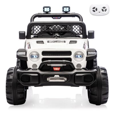 12V Ride on TruckKids Electric Car with Parent Remote Control| Features 3 Speeds Up to 6MPH, 2 * 550w Moto, Safty BeltSpring Suspension, LED Lights, Music for Children Aged 2-8 Years(White)