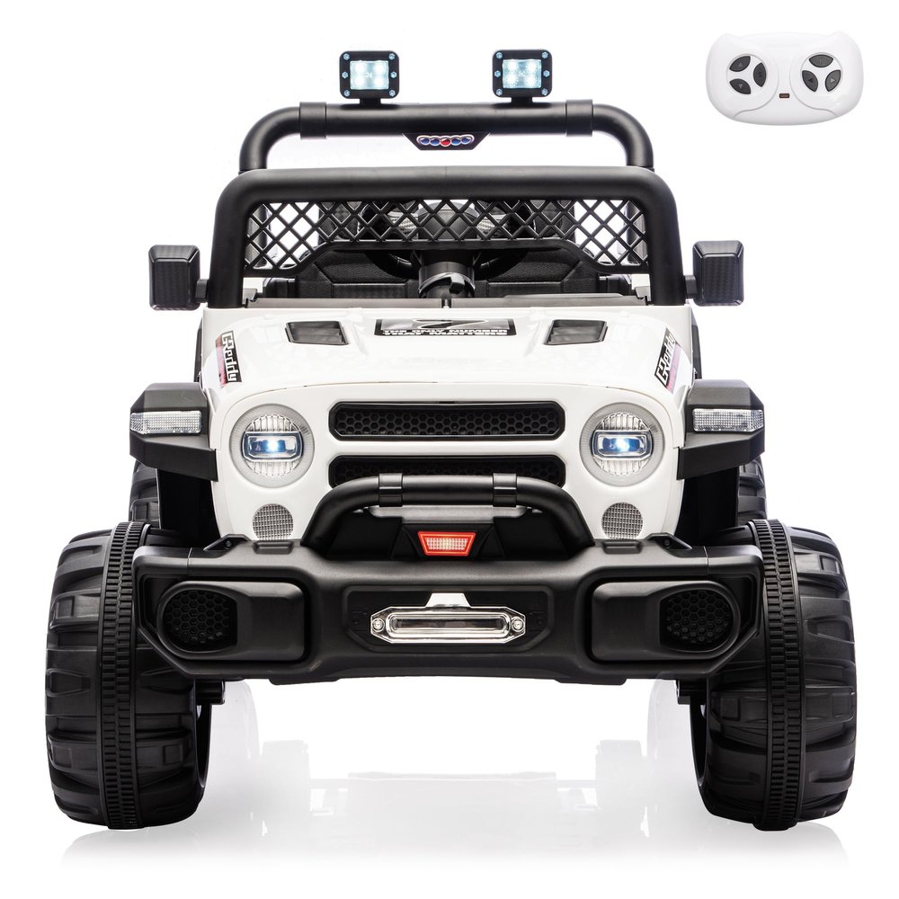 12V Ride on TruckKids Electric Car with Parent Remote Control| Features 3 Speeds Up to 6MPH, 2 * 550w Moto, Safty BeltSpring Suspension, LED Lights, Music for Children Aged 2-8 Years(White)