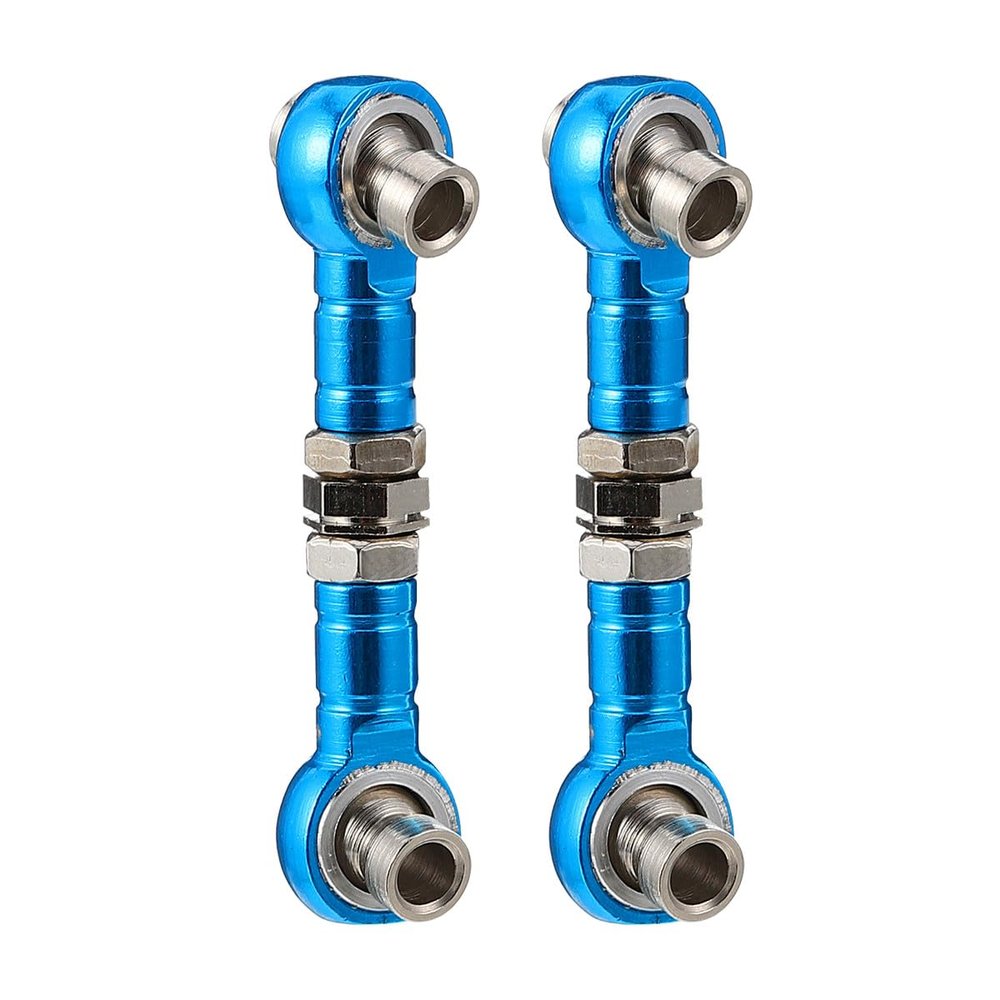 Hemoton 2Pcs Adjustable 43Mm Actuator Link Tie Rod Steering Rod for Rc Car Blue Linkage Pull Set Compatible with Remote Control Vehicles