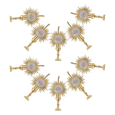 Abaodam 10Pcs Gold Communion Cake Toppers Religious Party Supplies Baptism Cupcake Picks Christian Christening Decorations for Holy Communion and Confirmation Celebrations