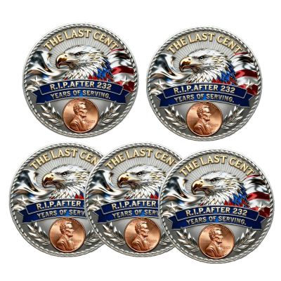 2025 New Final Cent Tribute Coin, Final Cent Memorial Coin 1909-2025 - Nostalgic Commemorative Token, American Eagle Design with Flag, Gift for History & Coins Enthusiasts (5PCS)