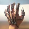 Cndiyald Skeleton Hand Bracelet with 5 Movable Rings, Gothic Punk Jewelry for Halloween Cosplay & Parties, Silver view 4