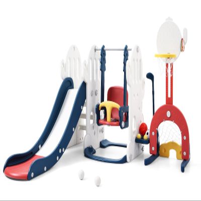 7-in-1 Cactus - Themed PE Slide and Swing Set for Toddlers - Indoor/Outdoor, Blue