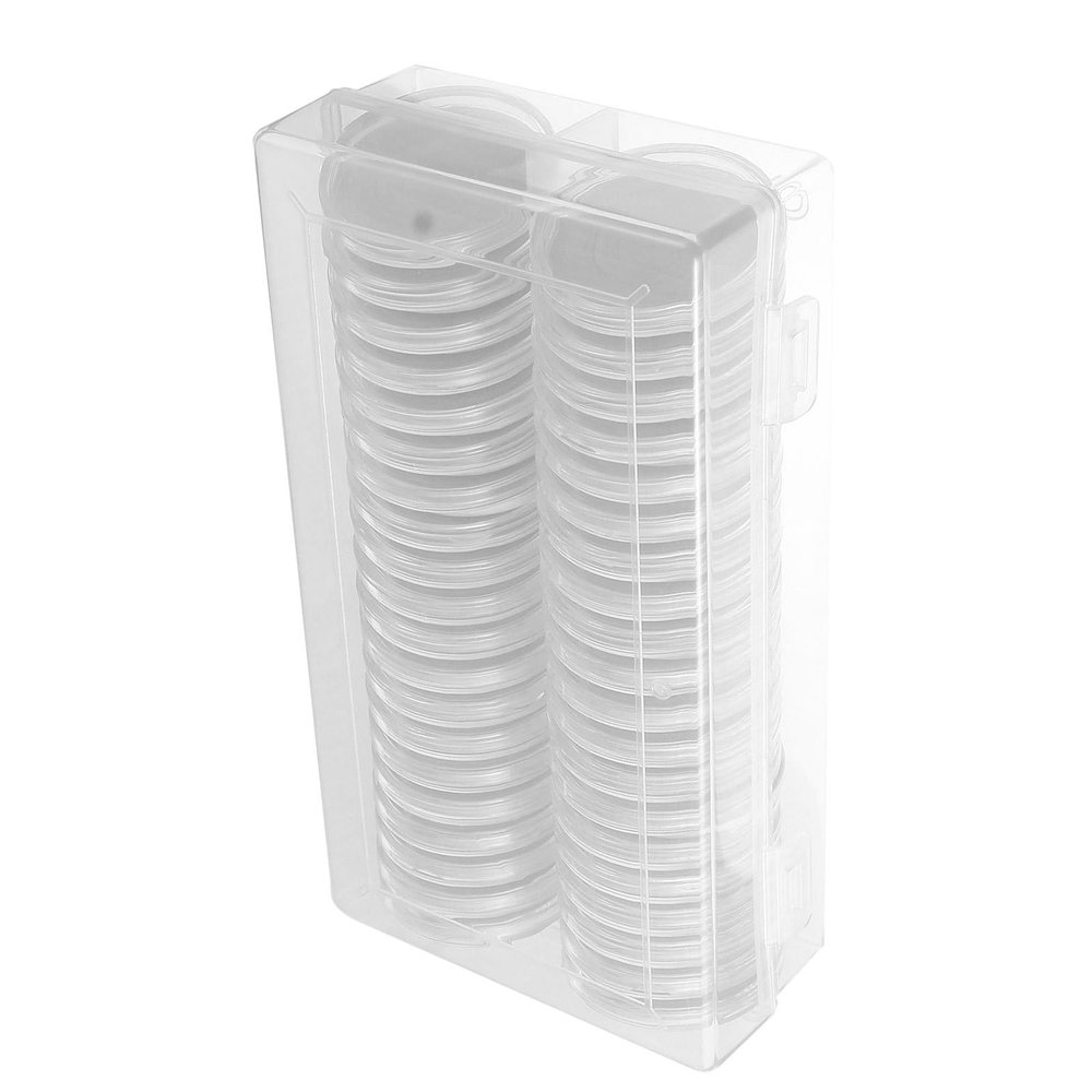 BESPORTBLE 40Pcs Round Plastic Coin Capsules with Gasket and Storage Box for Coin Collectors Fits 16/20/25/27/30/38/46Mm Collection Supplies for Display and Protection