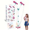 Kids Karaoke Microphone with Stand, Bluetooth Wireless Singing Machine with Rotating Disco Lights & Voice Amplifier, Adjustable Height Microphone Toy for Girls Boys Birthday Gift view 1