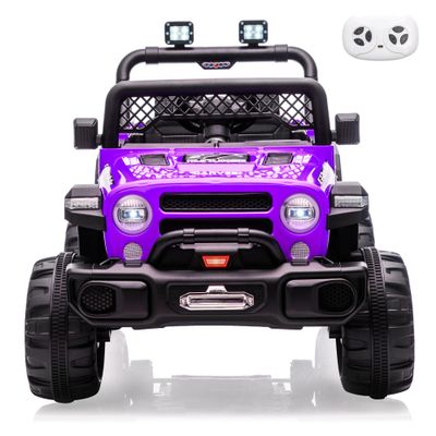 12V Ride on TruckKids Electric Car with Parent Remote Control| Features 3 Speeds Up to 6MPH, 2 * 550w Moto, Safty BeltSpring Suspension, LED Lights, Music for Children Aged 2-8 Years(Purple