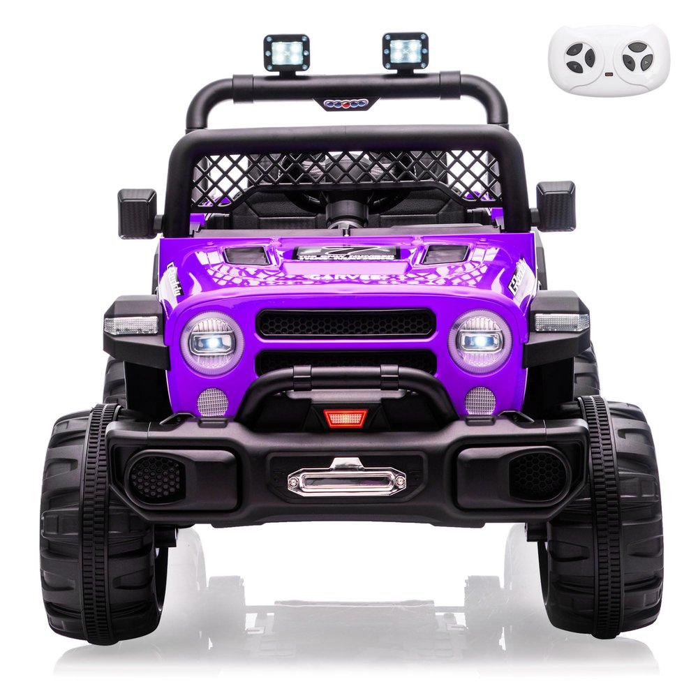 12V Ride on TruckKids Electric Car with Parent Remote Control| Features 3 Speeds Up to 6MPH, 2 * 550w Moto, Safty BeltSpring Suspension, LED Lights, Music for Children Aged 2-8 Years(Purple