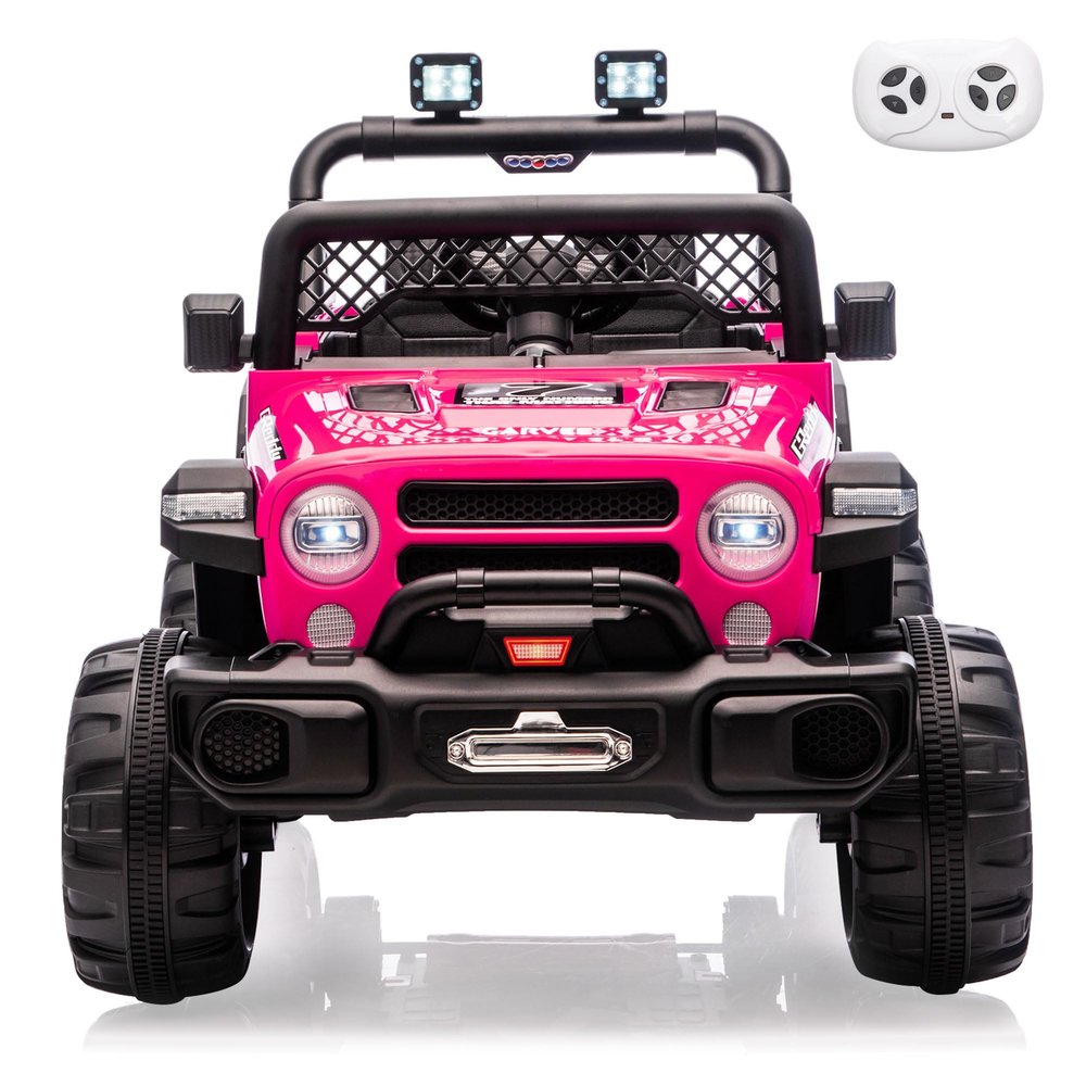 12V Ride on TruckKids Electric Car with Parent Remote Control| Features 3 Speeds Up to 6MPH, 2 * 550w Moto, Safty BeltSpring Suspension, LED Lights, Music for Children Aged 2-8 YearsRosy