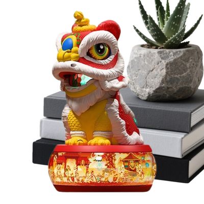 10.23cm Electric Walking Lion Dance Toy Musical Cartoon Animal, Early Learning Sensory Motion Lights Sound | Celebration Themed Activity Toy for Children Playroom Home New Year Event