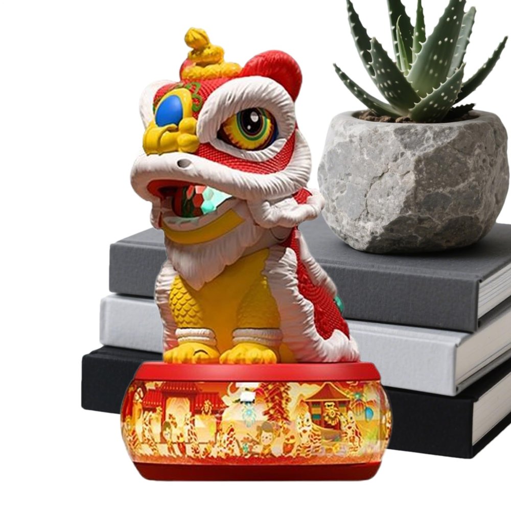 10.23cm Electric Walking Lion Dance Toy Musical Cartoon Animal, Early Learning Sensory Motion Lights Sound | Celebration Themed Activity Toy for Children Playroom Home New Year Event