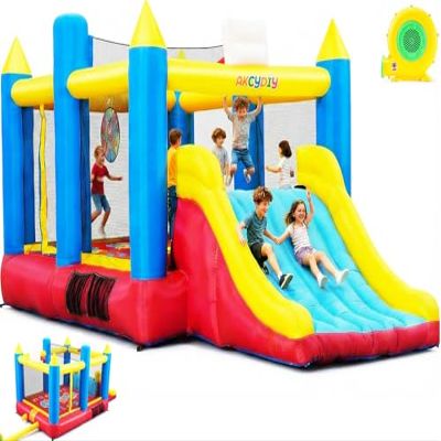 Big Bounce House for Kids 3-12, 7-in-1 Multi-Sport Inflatables Bouncy House w/Blower, Big Slide & Large Trampoline, Kids Bouncy House for Boys, Outdoor/Indoor, Birthday Gift for Kids (Athletic Field)