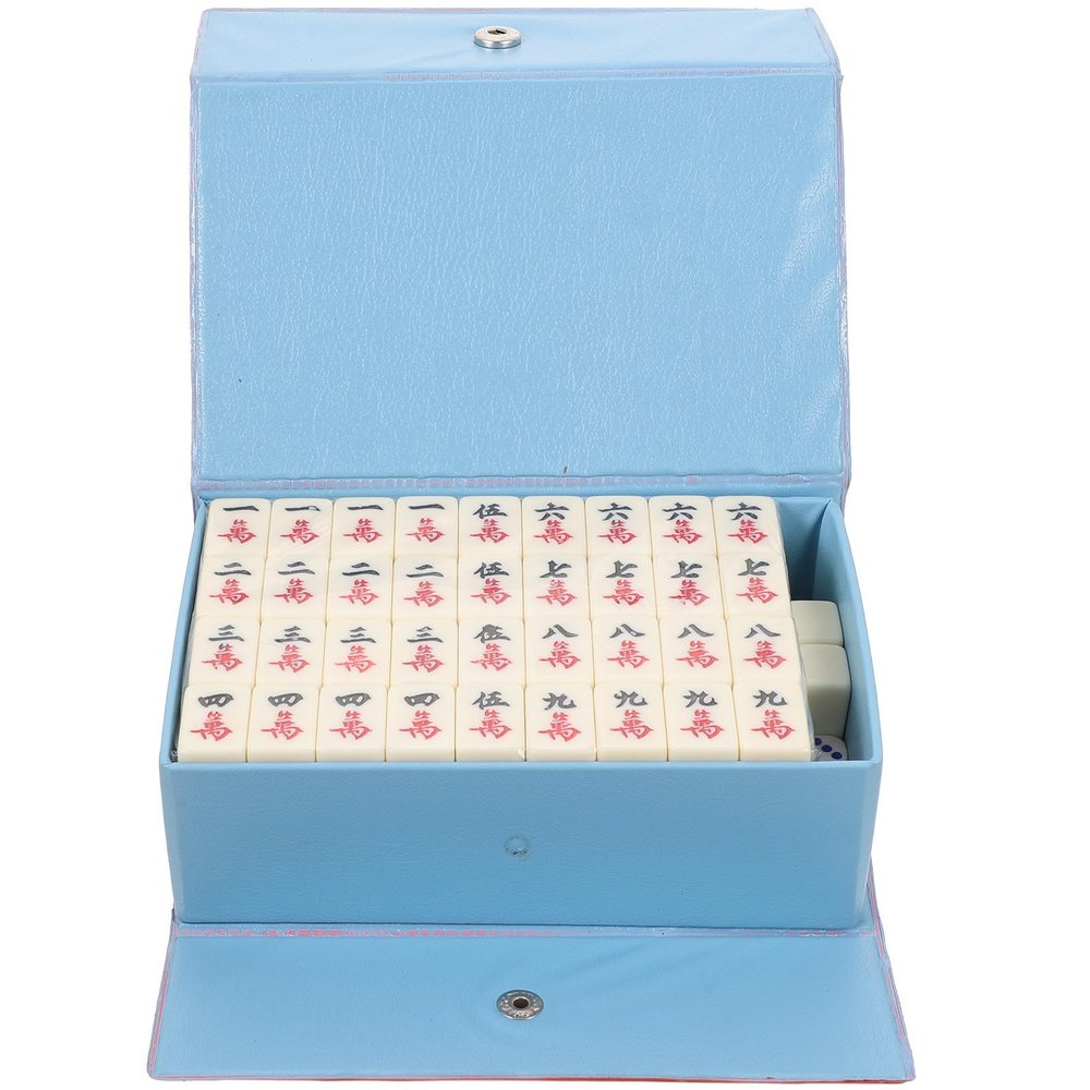 Abaodam Portable Mini Mahjong Set with Dice 2.1Cm Small Tiles for Travel and Family Games Compact Mahjong Tile Set for Leisure Entertainment Random Color
