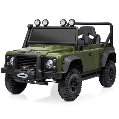 Kidzone 12V Ride On Truck for Kids Ages 38, Licensed Land Rover Defender 110 SVX Electric Car Toy with Remote Control, Bluetooth Music, LED Headlights, Off-Road Wheels, Green