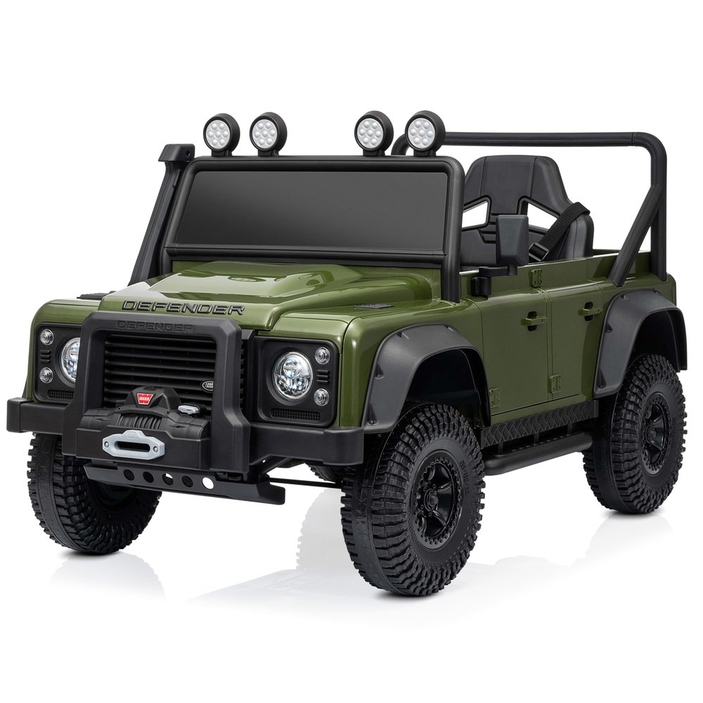 Kidzone 12V Ride On Truck for Kids Ages 38, Licensed Land Rover Defender 110 SVX Electric Car Toy with Remote Control, Bluetooth Music, LED Headlights, Off-Road Wheels, Green