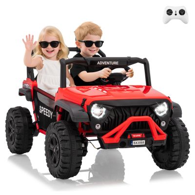 24V Ride on Car for Big Kids, 2 Seater UTV Electric Vehicle with Remote Control, 4WD Kids Ride on Truck, Spring Suspension, LED Lights, Dual Storage, 3 Speeds, Music, Parent Safety Brake