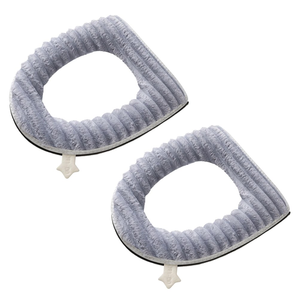 2Pcs Toilet Seat Cover Pad Zippered Washable Toilet Seat Cover Winter Pad Elastic Plaid Soft Warmer AccessoriesToilet