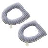 2Pcs Toilet Seat Cover Pad Zippered Washable Toilet Seat Cover Winter Pad Elastic Plaid Soft Warmer AccessoriesToilet view 1