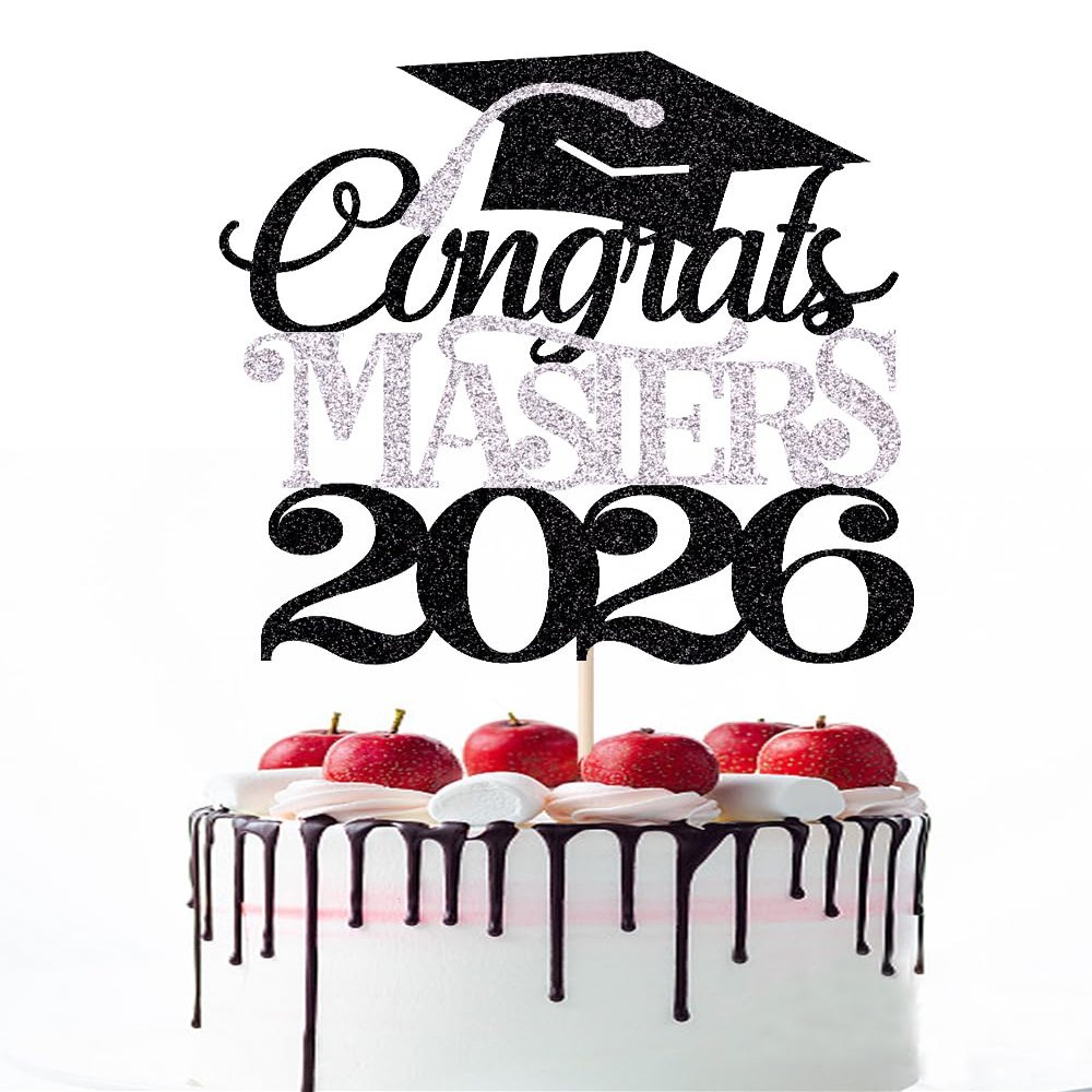 Naicaek Congrats Masters 2026 Cake Topper,Congrats Master Grad Decor
