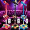 Adjustable Kids Karaoke Microphone with Stand, Extends up to 39.4 Height, Detachable Handheld Mic with LED Light Base & Type-C Adapter, Compatible with Android/iOS/PC for Singing & Parties view 4