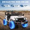 24V Ride on Toy for Big Kids, Adjustable Car Body, 2 Seater Ride on Car, 4WD 24v Electric Power Ride on Truck Toy with Remote Control, 3 Speeds, Built-in Music Player, White view 3